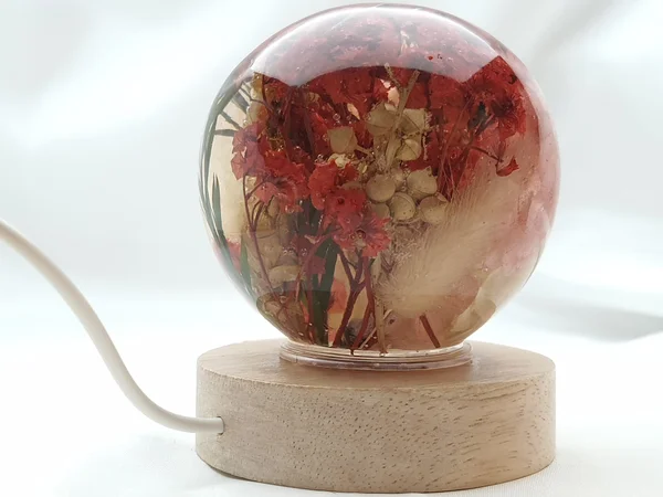 Veilleuse florale rouge, blanche, rose et verte