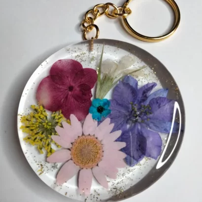 Porte-clés Rond fleurs