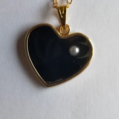 Pendentifs coeur noir et perle