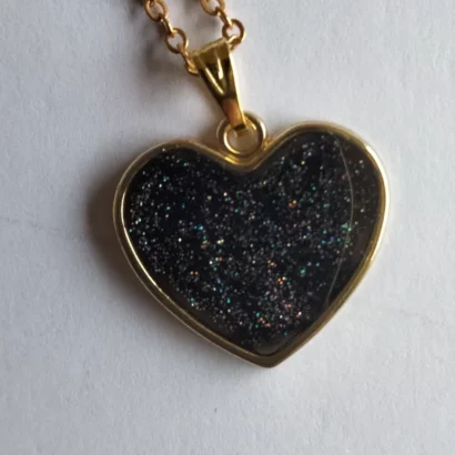 Pendentif coeur noir pailleté